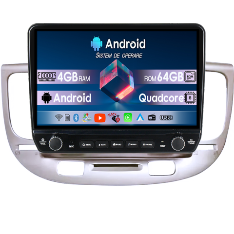 RIO2 2005-2011 - Navigatie dedicata Kia RIO2 2005-2011 Tesla cu butoane rotative model 2024, 4GB RAM 64GB ROM, Procesor Quadcore, Android 14, Display QLED 10", DSP, Carplay&Android Auto