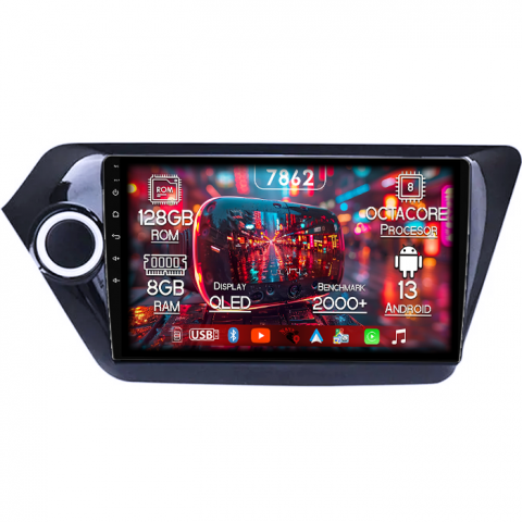 Kia - Navigatie dedicata Kia Rio 2011-2015, 8GB RAM 128GB ROM, Octacore, Platforma 7862,Android 13, Display QLED 9”, Suporta camera 360º, DSP, Carplay&Android Auto, SIM 4G, Ventilator Activ