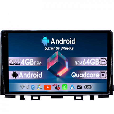 RIO 2017-2019 - Navigatie dedicata KIA Rio 2017- 2019, 4GB RAM 64GB ROM, Quad Core, Display 9" QLED 1K, Carplay, Android 14, Bluetooth, Magazin Play, Suport Camere AHD