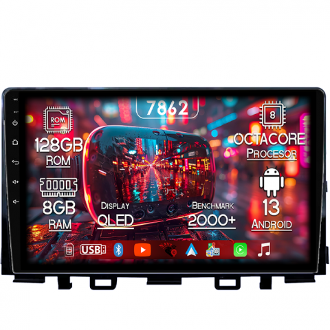 Kia - Navigatie dedicata KIA Rio 2017- 2019, 8GB RAM 128GB ROM, Octacore, Platforma 7862,Android 13, Display QLED 9”, Suporta camera 360º, DSP, Carplay&Android Auto, SIM 4G, Ventilator Activ