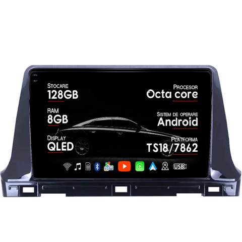 Navigatii Dedicate - Navigatie dedicata KIA Seltos 2016-2020, 8GB RAM 128GB ROM, Octacore, Platforma TS18, Android 14, Display QLED 10", Suporta camera 360", DSP, Carplay&Android Auto, SIM 4G, Ventilator Activ