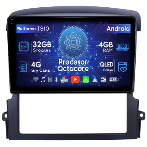 Kia - Navigatie dedicata Kia Sorento 2002-2011, 4GB RAM 32GB ROM, Octacore, Android 14, Display QLED 1K 9", DSP, Carplay&Android Auto, SIM 4G, Bluetooth, Ventilator Activ