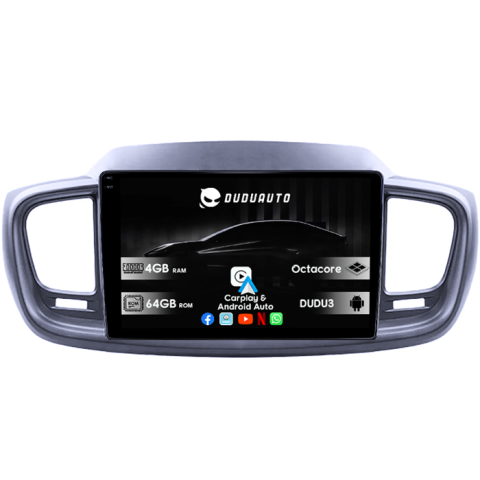 Navigatii Dedicate - Navigatie dedicata Kia Sorento 2014-2017, DUDU3, 4GB RAM 64GB ROM, Octacore, Platforma 8581, Android, Display QLED 9", DSP, Carplay&AndroidAuto