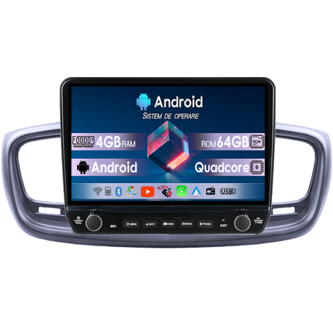 Sorento 2014-2017 - Navigatie dedicata Kia Sorento 2014-2017 Tesla cu butoane rotative model 2024, 4GB RAM 64GB ROM, Procesor Quadcore, Android 14, Display QLED 10", DSP, Carplay&Android Auto