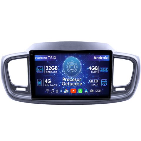 Kia - Navigatie dedicata KIA Sorento 2014-2017, 4GB RAM 32GB ROM, Octacore, Android 14, Display QLED 1K 10", DSP, Carplay&Android Auto, SIM 4G, Bluetooth, Ventilator Activ