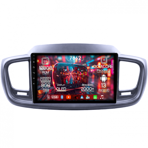 Kia - Navigatie dedicata KIA Sorento 2014-2017, 8GB RAM 128GB ROM, Octacore, Platforma 7862,Android 13, Display QLED 10”, Suporta camera 360º, DSP, Carplay&Android Auto, SIM 4G, Ventilator Activ