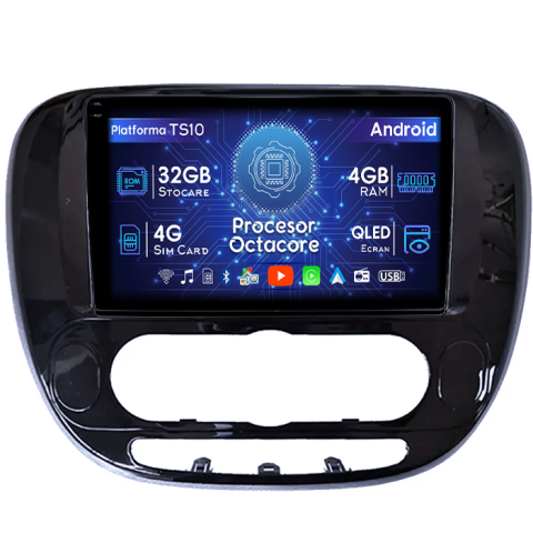 Soul 2013-2019 - Navigatie dedicata Kia Soul 2013-2019, 4GB RAM 32GB ROM, Octacore, Android 14, Display QLED 1K 9", DSP, Carplay&Android Auto, SIM 4G, Bluetooth, Ventilator Activ