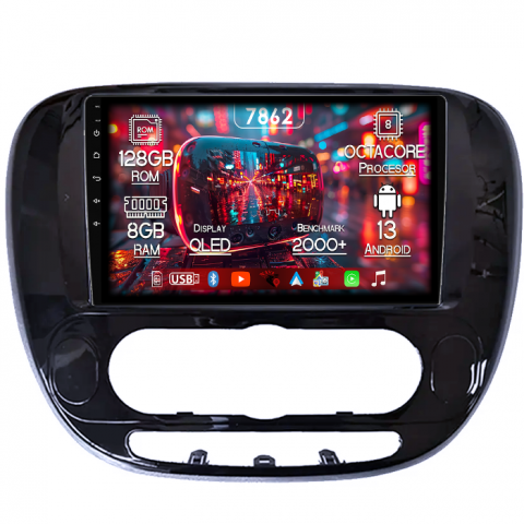 Kia - Navigatie dedicata Kia Soul 2013-2019, 8GB RAM 128GB ROM, Octacore, Platforma 7862,Android 13, Display QLED 9”, Suporta camera 360º, DSP, Carplay&Android Auto, SIM 4G, Ventilator Activ