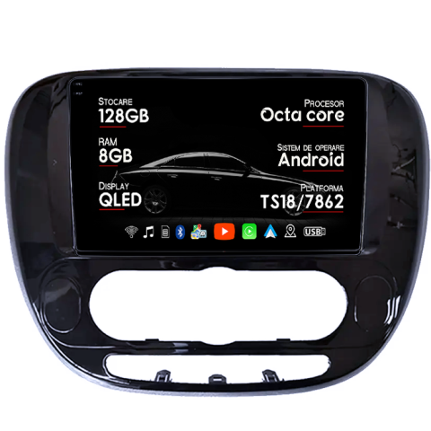 Navigatii Dedicate - Navigatie dedicata Kia Soul 2013-2019, 8GB RAM 128GB ROM, Octacore, Platforma TS18, Android 14, Display QLED 9", Suporta camera 360", DSP, Carplay&Android Auto, SIM 4G, Ventilator Activ