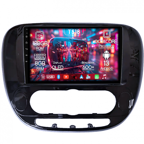 Soul 2013-2019 - Navigatie dedicata Kia Soul 2013-2019, 8GB RAM 128GB ROM, Octacore, Platforma TS18, Android 13, Display QLED 9”, Suporta camera 360º, DSP, Carplay&Android Auto, SIM 4G, Ventilator Activ