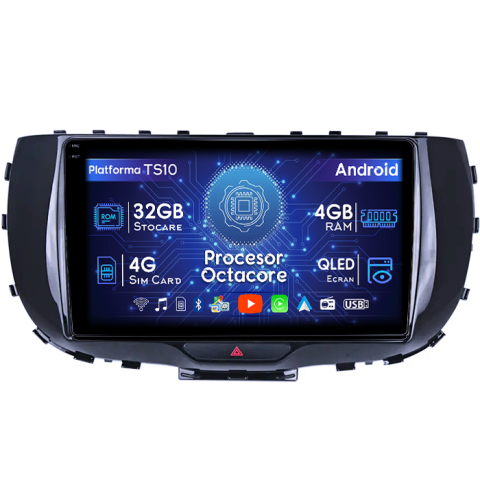 Soul 2019-2020 - Navigatie dedicata Kia Soul 2019-2020, 4GB RAM 32GB ROM, Octacore, Android 14, Display QLED 1K 9", DSP, Carplay&Android Auto, SIM 4G, Bluetooth, Ventilator Activ