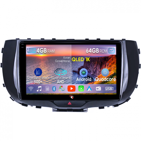 Soul 2019-2020 - Navigatie dedicata Kia Soul 2019-2020, 4GB RAM 64GB ROM, Octacore, Android 14, Display QLED 1K 9", Carplay&Android Auto, SIM 4G, Ventilator Activ