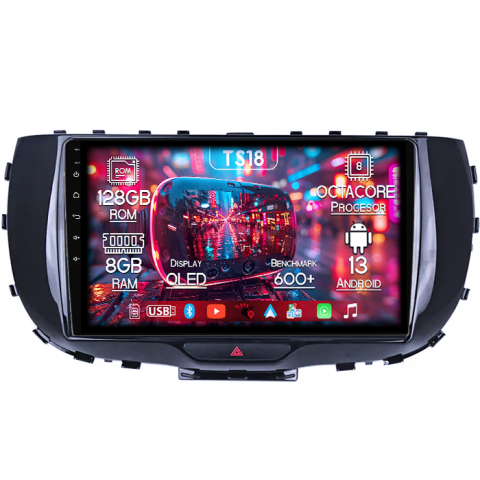 Soul 2019-2020 - Navigatie dedicata Kia Soul 2019-2020, 8GB RAM 128GB ROM, Octacore, Platforma TS18, Android 13, Display QLED 9”, Suporta camera 360º, DSP, Carplay&Android Auto, SIM 4G, Ventilator Activ