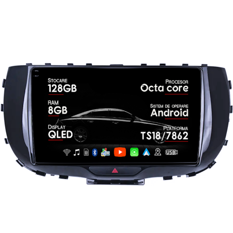 Navigatii Dedicate - Navigatie dedicata Kia Soul 2019-2020, 8GB RAM 128GB ROM, Octacore, Platforma TS18, Android 14, Display QLED 9", Suporta camera 360", DSP, Carplay&Android Auto, SIM 4G, Ventilator Activ