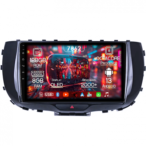 Kia - Navigatie dedicata Kia Soul 2019-2020, 8GB RAM 128GB ROM, Octacore, Platforma 7862,Android 13, Display QLED 9”, Suporta camera 360º, DSP, Carplay&Android Auto, SIM 4G, Ventilator Activ