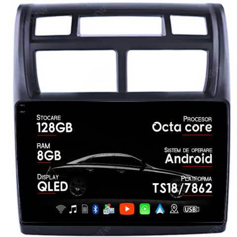 Kia - Navigatie dedicata Kia Sportage 2004-2010, 8GB RAM 128GB ROM, Octacore, Platforma TS18, Android 14, Display QLED 9", Suporta camera 360", DSP, Carplay&Android Auto, SIM 4G, Ventilator Activ