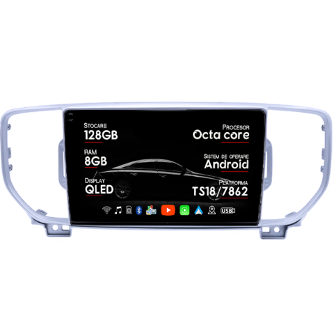 Navigatii Dedicate - Navigatie dedicata Kia Sportage 4 2018-2019, 8GB RAM 128GB ROM, Octacore, Platforma TS18, Android 14, Display QLED 9", Suporta camera 360", DSP, Carplay&Android Auto, SIM 4G, Ventilator Activ