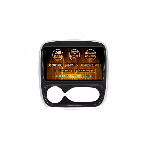 Renault - Navigatie dedicata Renault Trafic 3, 12GB RAM 256GB ROM, Android, Rezolutie 2K, Display QLED, 9", DSP, Carplay, Android Auto, Internet, Youtube, Waze, Wi Fi, USB