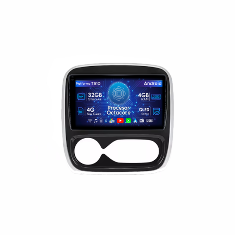 Renault - Navigatie dedicata Renault Trafic 3, 4GB RAM 32GB ROM, Octacore, Android, Display QLED  9", DSP, Carplay&Android Auto, SIM 4G, Bluetooth, Ventilator Activ