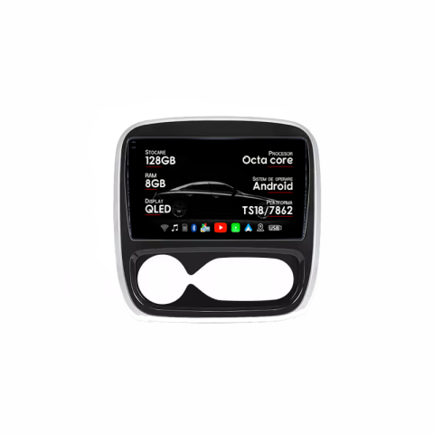 Renault - Navigatie dedicata Renault Trafic 3, 8GB RAM 128GB ROM, Octacore, Platforma TS18, Android, Display QLED 9", Suporta camera 360", DSP, Carplay&AndroidAuto