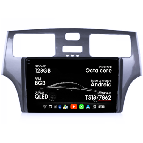 Navigatii Dedicate - Navigatie dedicata Lexus ES250 2001-2006, 8GB RAM 128GB ROM, Octacore, Platforma TS18, Android 14, Display QLED 9", Suporta camera 360", DSP, Carplay&Android Auto, SIM 4G, Ventilator Activ