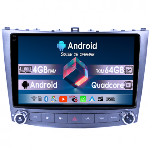 Lexus - Navigatie dedicata Lexus IS250 2005-2013, 4GB RAM 64GB ROM, Quad Core, Display 9" QLED 1K, Carplay&Android Auto, Android 14, Suport Camere AHD