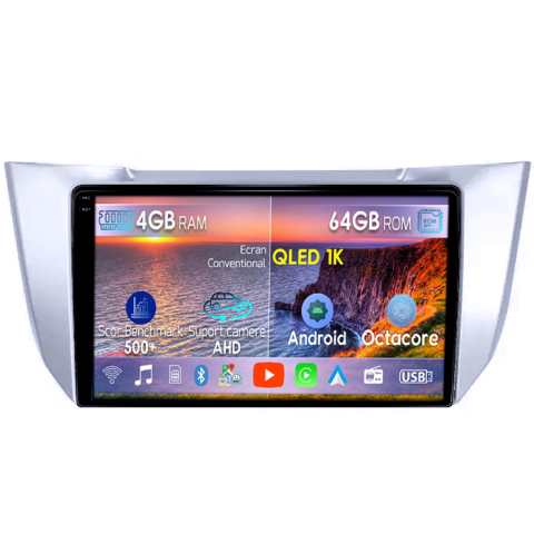 Lexus - Navigatie dedicata Lexus RX300 RX330 RX350 RX400H 2003-2009, 4GB RAM 64GB ROM, Octacore, Android 14, Display QLED 10", DSP, Carplay&Android Auto, Ventilator Activ