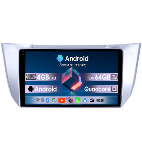 Lexus - Navigatie dedicata Lexus RX300 RX330 RX350 RX400H 2003-2009, Android 14, QuadCore, Wirreles Carplay si Android auto 4GB RAM 64GB ROM, Display QLED  10 inch, Microfon Extern