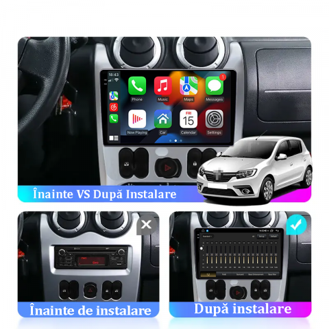 Navigatie dedicata Dacia Logan  2004-2009, 12GB RAM 256/512GB ROM, Android 13, Rezolutie 2K, Display QLED 9", DSP, Carplay&Android Auto, SIM 4G, Ventilator Activ, Suport Camere 360 [4]