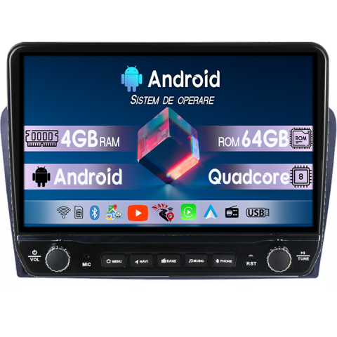 MAZDA 3 2004-2009 - Navigatie dedicata MAZDA 3 2004-2009 Tesla cu butoane rotative model 2024, 4GB RAM 64GB ROM, Procesor Quadcore, Android 14, Display QLED 10", DSP, Carplay&Android Auto