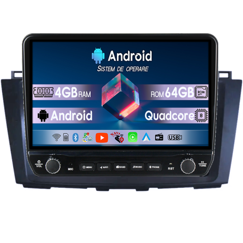 Mazda 5 2010-2015 - Navigatie dedicata Mazda 5 2010-2015 Tesla cu butoane rotative model 2024, 4GB RAM 64GB ROM, Procesor Quadcore, Android 14, Display QLED 10", DSP, Carplay&Android Auto