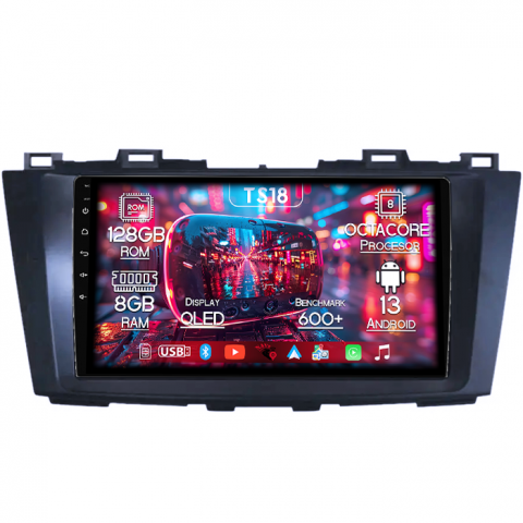 Mazda - Navigatie dedicata Mazda 5 2010-2015, 8GB RAM 128GB ROM, Octacore, Platforma TS18, Android 13, Display QLED 9”, Suporta camera 360º, DSP, Carplay&Android Auto, SIM 4G, Ventilator Activ