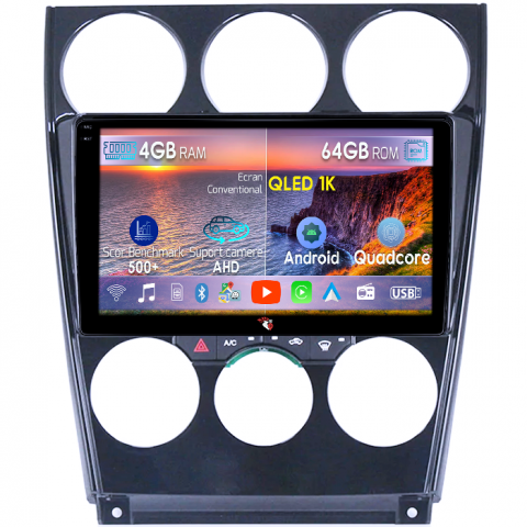 Mazda 6 2002 - 2009 - Navigatie dedicata Mazda 6 2002-2008, 4GB RAM 64GB ROM, Octacore, Android 14, Display QLED 1K 9", Carplay&Android Auto, SIM 4G, Ventilator Activ