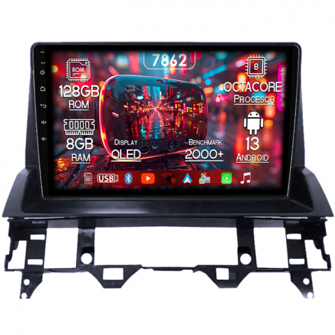 Mazda - Navigatie dedicata Mazda 6 2002-2008, 8GB RAM 128GB ROM, Octacore, Platforma 7862,Android 13, Display QLED 9”, Suporta camera 360º, DSP, Carplay&Android Auto, SIM 4G, Ventilator Activ