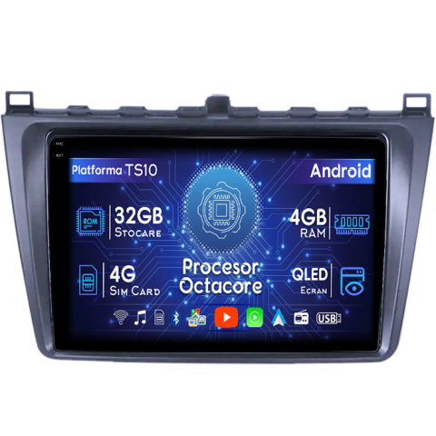 Mazda - Navigatie dedicata Mazda 6 2008-2012, 4GB RAM 32 ROM, Android 13, QLED  Display 9", DSP, Internet, Youtube , Waze , WI-FI , USB , Bluetooth , Mirrorlink