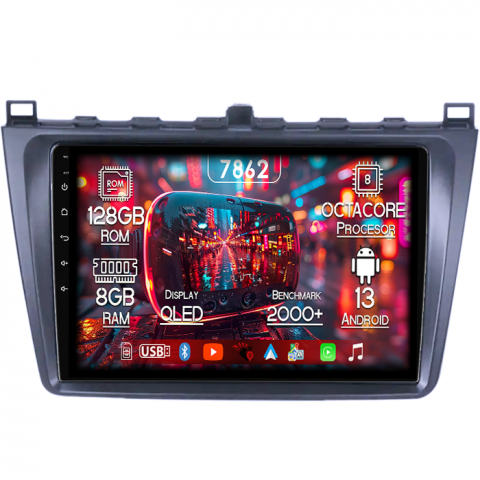 Mazda - Navigatie dedicata Mazda 6 2008-2013, 8GB RAM 128GB ROM, Octacore, Platforma 7862,Android 13, Display QLED 9”, Suporta camera 360º, DSP, Carplay&Android Auto, SIM 4G, Ventilator Activ