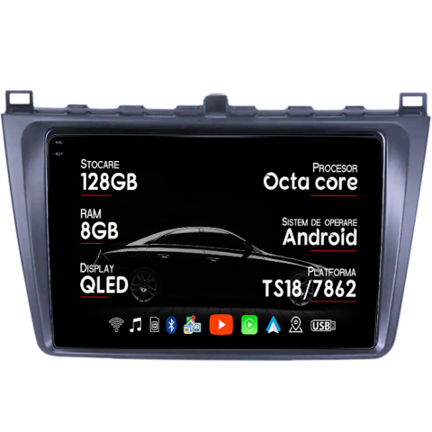 Mazda 6 2008 - 2014 - Navigatie dedicata Mazda 6 2008-2013, 8GB RAM 128GB ROM, Octacore, Platforma TS18, Android 13, Display QLED 9”, Suporta camera 360º, DSP, Carplay&Android Auto, SIM 4G, Ventilator Activ