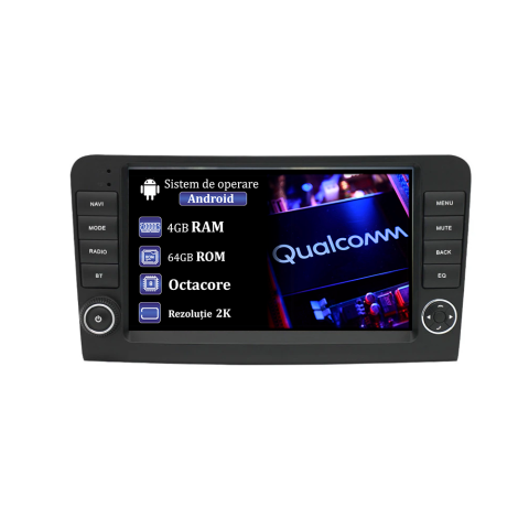 ML W164 2005-2012 - Navigatie dedicata Mercedes ML Butoane W164 2005-2012, 4GB Ram 64GB Rom Procesor Qualcomm Octacore, Android 14, Rezolutie 2K, Display QLED 9", DSP, Carplay&Android Auto, SIM