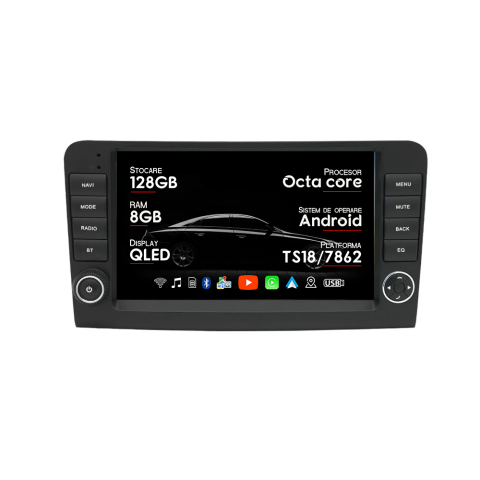 ML W164 2005-2012 - Navigatie dedicata Mercedes ML Butoane W164 2005-2012, Octacore, Platforma TS18, Android 14, Display QLED 9", Suporta camera 360", DSP, Carplay&Android
