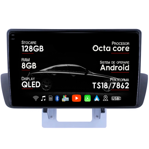 Navigatii Dedicate - Navigatie dedicata Mazda BT-50 2012-2018, 8GB RAM 128GB ROM, Octacore, Platforma TS18, Android 14, Display QLED 9", Suporta camera 360", DSP, Carplay&Android Auto, SIM 4G, Ventilator Activ