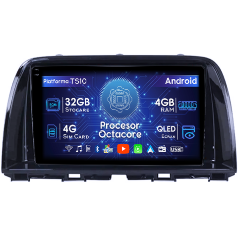 CX-5 2012-2015 - Navigatie dedicata Mazda CX-5 2012-2015, 4GB RAM 32GB ROM, Octacore, Android 14, Display QLED 1K 9", DSP, Carplay&Android Auto, SIM 4G, Bluetooth, Ventilator Activ