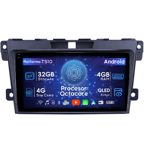 Mazda - Navigatie dedicata Mazda CX-7 2008-2015, 4GB RAM 32GB ROM, Octacore, Android 14, Display QLED 1K 9", DSP, Carplay&Android Auto, SIM 4G, Bluetooth, Ventilator Activ