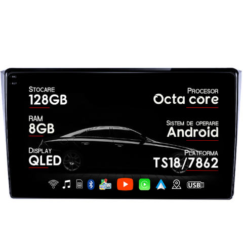 Navigatii Dedicate - Navigatie dedicata Mazda CX-9 2006-2016, 8GB RAM 128GB ROM, Octacore, Platforma TS18, Android 14, Display QLED 10", Suporta camera 360", DSP, Carplay&Android Auto, SIM 4G, Ventilator Activ