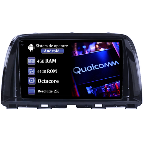 Mazda - Navigatie dedicata Mazda CX5 2012-2017, 4GB RAM 64GB ROM, Procesor Qualcomm Octacore, Android 14, Rezolutie 2K, Display QLED 9", DSP, Carplay&Android Auto, SIM 4G