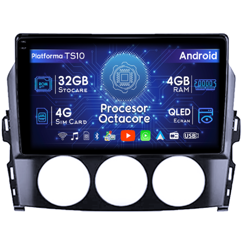 MX-5 2008-2015 - Navigatie dedicata Mazda MX-5 2008-2015, 4GB RAM 32GB ROM, Octacore, Android 14, Display QLED 1K 9", DSP, Carplay&Android Auto, SIM 4G, Bluetooth, Ventilator Activ