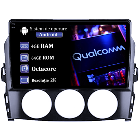 Mazda - Navigatie dedicata Mazda MX-5 2008-2015, 4GB RAM 64GB ROM, Procesor Qualcomm Octacore, Android 14, Rezolutie 2K, Display QLED 9", DSP, Carplay&Android Auto, SIM 4G