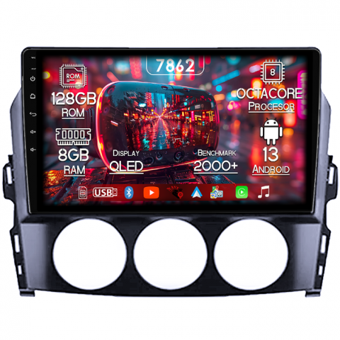 Mazda - Navigatie dedicata Mazda MX-5 2008-2015, 8GB RAM 128GB ROM, Octacore, Platforma 7862,Android 13, Display QLED 9”, Suporta camera 360º, DSP, Carplay&Android Auto, SIM 4G, Ventilator Activ