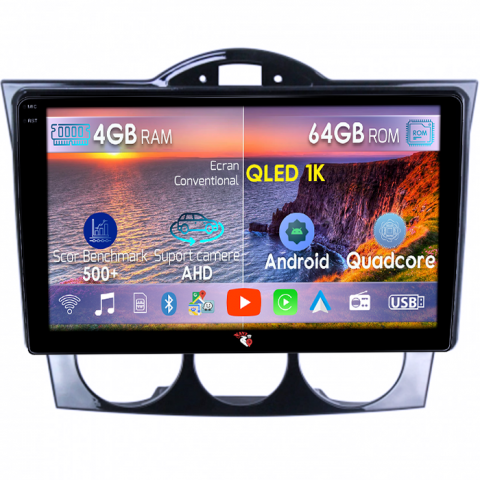 RX8 2008-2021 - Navigatie dedicata Mazda RX-8 2008-2021, 4GB RAM 64GB ROM, Octacore, Android 14, Display QLED 1K 9", Carplay&Android Auto, SIM 4G, Ventilator Activ