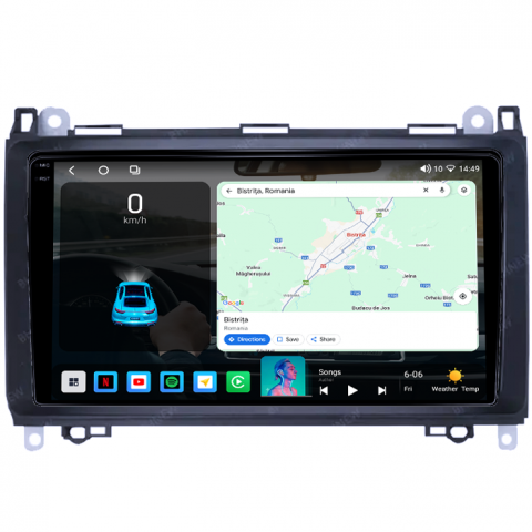 Mercedes-Benz - Navigatie dedicata Mercedes-Benz, 12GB RAM 256/512GB ROM, Android 14, Rezolutie 2K, Display QLED 9", DSP, Carplay&Android Auto, SIM 4G, Ventilator Activ, Suport Camere 360