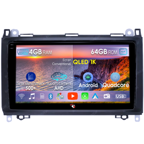 C-Class W209 - Navigatie dedicata Mercedes-Benz, 4GB RAM 64GB ROM, Octacore, Android 14, Display QLED 9", DSP, Carplay&Android Auto, SIM 4G, Ventilator Activ